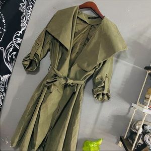 Olive green trench coat